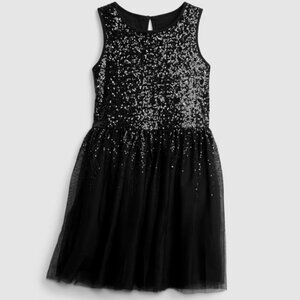 Gap Kids Sequin and Tulle Black Dress Size Small